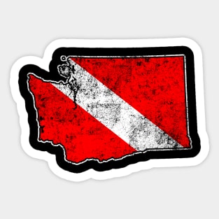 Vintage Dive Washington Scuba Diving State Map Dive Flag Distressed Sticker